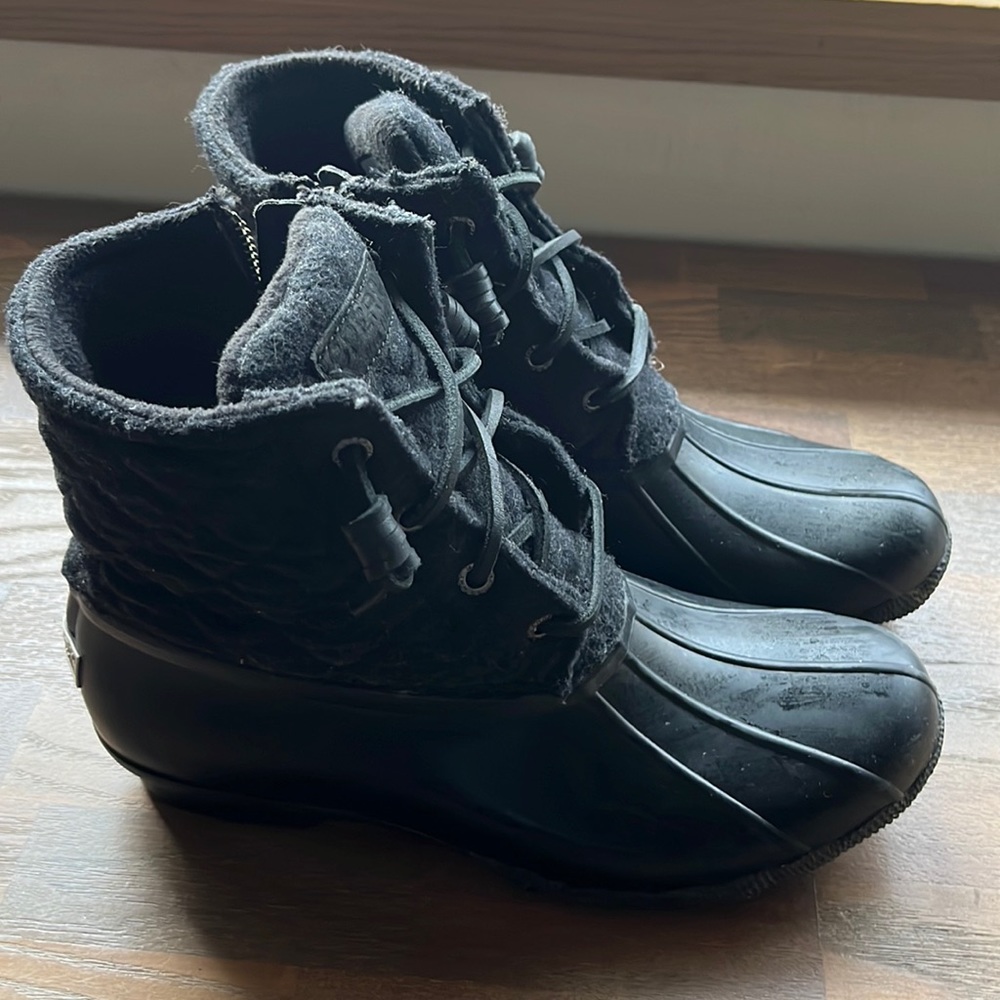 Sperry black duck boots